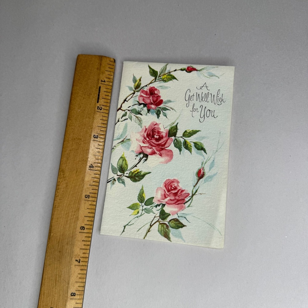 Vintage Fairfield Get‎ Well Greeting Card Pink Roses Floral Made in USA